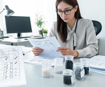 Compliance specialist reviewing documents