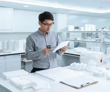 Packaging engineer reviewing foam